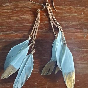 Gold Feather Earings